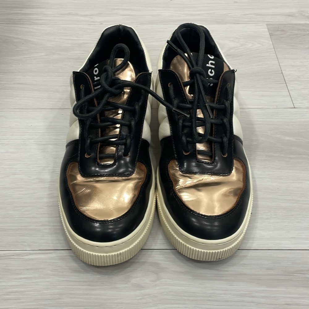 Proenza Schouler Black, Cream & Rose Gold Metallic Sneakers Size 36 - Picture 2 of 16